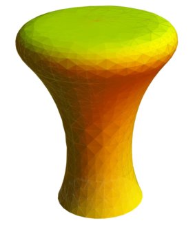 drum shape, orange and green and yellow